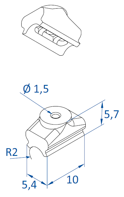 Овальная вакуумная присоска FIPA серии SO-Z чертеж B